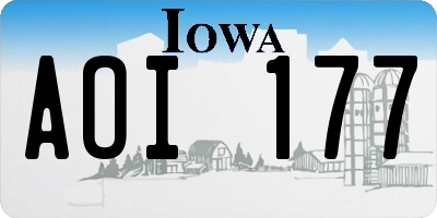 IA license plate AOI177