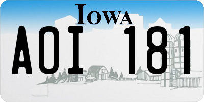 IA license plate AOI181