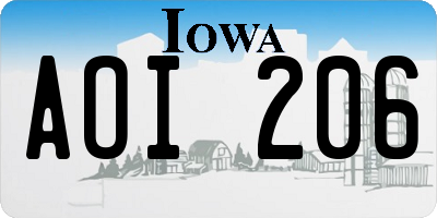 IA license plate AOI206