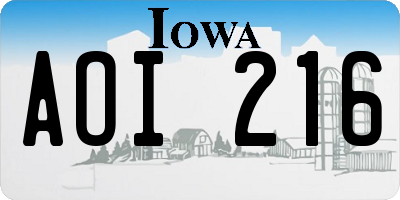 IA license plate AOI216