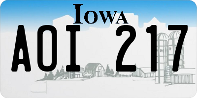 IA license plate AOI217