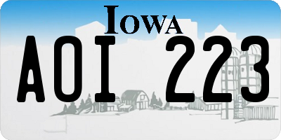 IA license plate AOI223