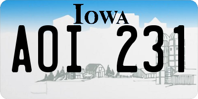 IA license plate AOI231