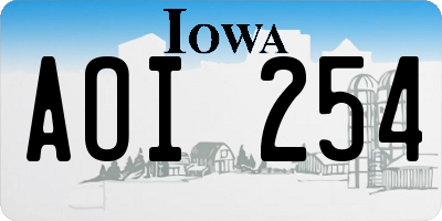 IA license plate AOI254