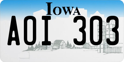IA license plate AOI303