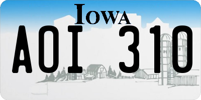 IA license plate AOI310