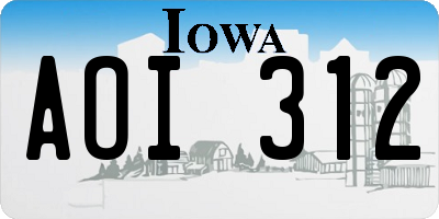 IA license plate AOI312