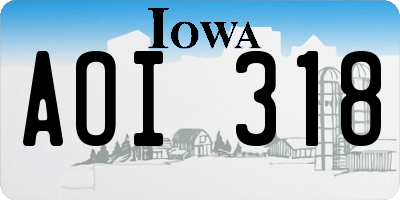 IA license plate AOI318