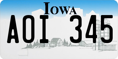 IA license plate AOI345
