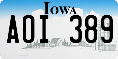 IA license plate AOI389