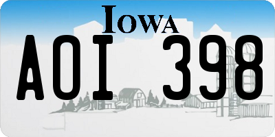 IA license plate AOI398