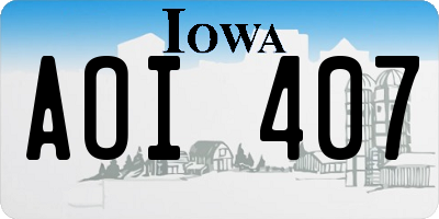 IA license plate AOI407