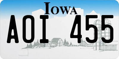 IA license plate AOI455