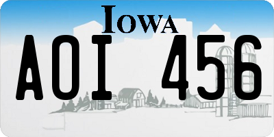IA license plate AOI456
