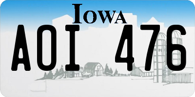 IA license plate AOI476