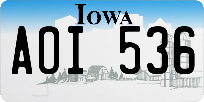 IA license plate AOI536