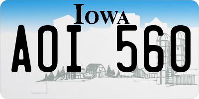 IA license plate AOI560