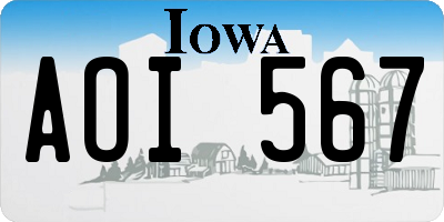 IA license plate AOI567