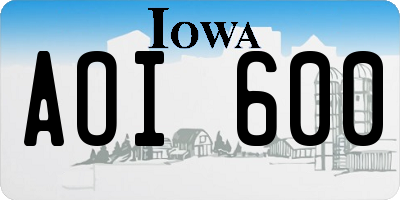 IA license plate AOI600