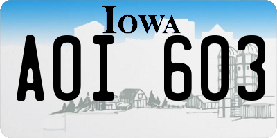 IA license plate AOI603