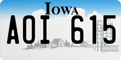 IA license plate AOI615