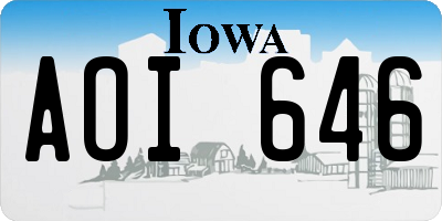 IA license plate AOI646