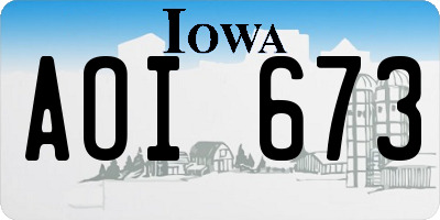IA license plate AOI673