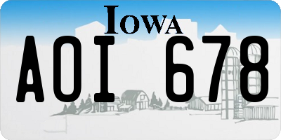 IA license plate AOI678