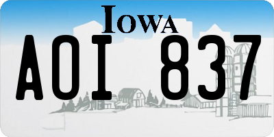 IA license plate AOI837