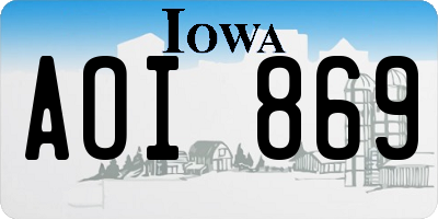 IA license plate AOI869
