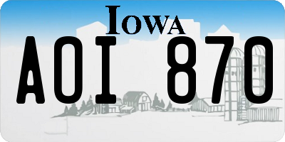 IA license plate AOI870