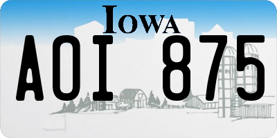 IA license plate AOI875