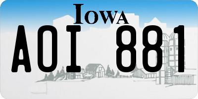IA license plate AOI881