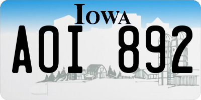 IA license plate AOI892