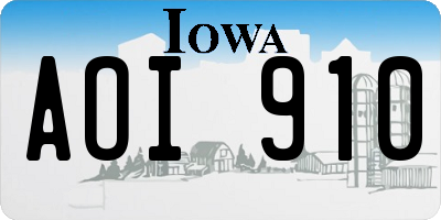 IA license plate AOI910