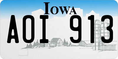IA license plate AOI913