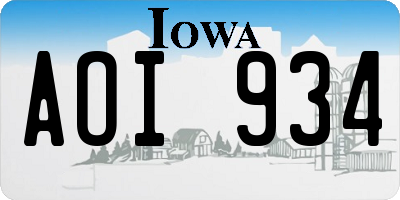 IA license plate AOI934