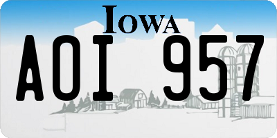 IA license plate AOI957