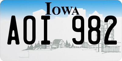 IA license plate AOI982