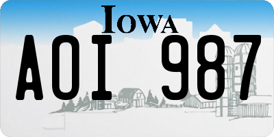 IA license plate AOI987