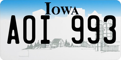 IA license plate AOI993