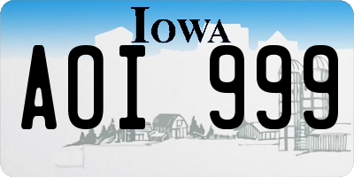 IA license plate AOI999
