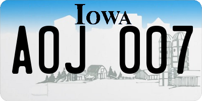 IA license plate AOJ007