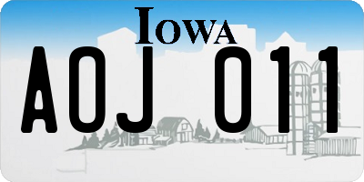 IA license plate AOJ011