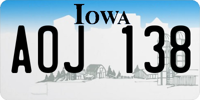 IA license plate AOJ138
