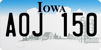 IA license plate AOJ150