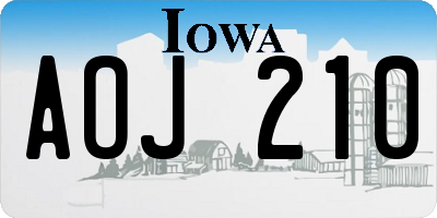 IA license plate AOJ210