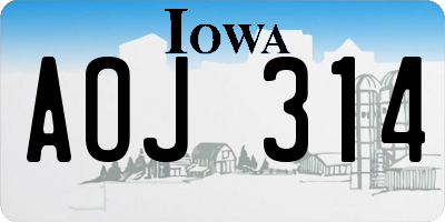 IA license plate AOJ314