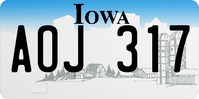 IA license plate AOJ317