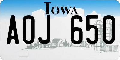 IA license plate AOJ650